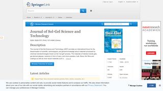 
                            4. Journal of Sol-Gel Science and Technology - Springer