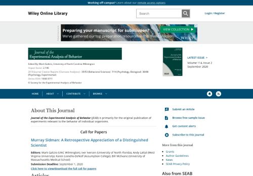 
                            10. Journal of the Experimental Analysis of Behavior - Wiley Online Library