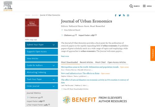 
                            12. Journal of Urban Economics - Elsevier