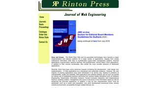 
                            7. Journal of Web Engineering - Rinton Press - Publisher in Science and ...