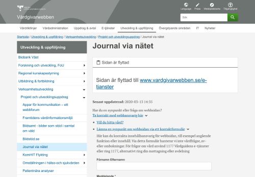 
                            10. Journal via nätet - Vårdgivarwebben Västra Götalandsregionen