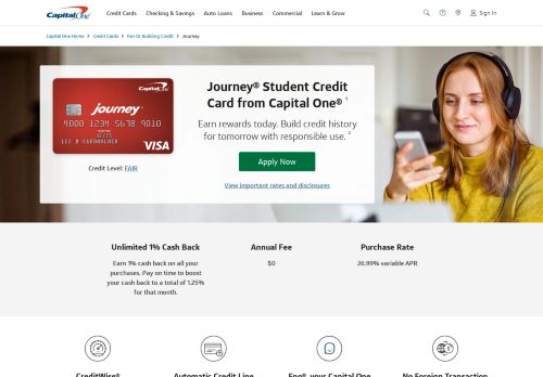 
                            10. Journey Student Credit Card | Capital One