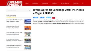 
                            7. JOVEM APRENDIZ CANDANGO 2018 → Inscrições e Vagas ...