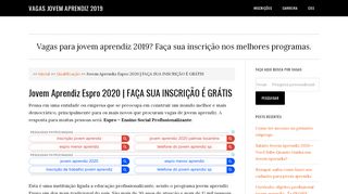 
                            10. Jovem Aprendiz Espro 2019 | FAÇA SUA INSCRIÇÃO É GRÁTIS