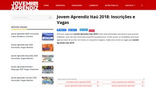 
                            6. JOVEM APRENDIZ ITAÚ 2018 → Inscrições e Vagas【AQUI!!!】