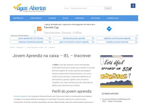 
                            11. Jovem Aprendiz na caixa - IEL - Inscrever | Vagas Abertas 2019