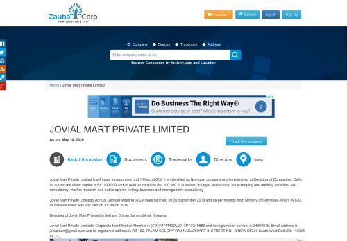 
                            7. JOVIAL MART PRIVATE LIMITED - Company, directors and contact ...