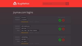 
                            11. joymax.com passwords - BugMeNot