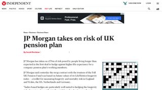 
                            10. JP Morgan takes on risk of UK pension plan | The Independent