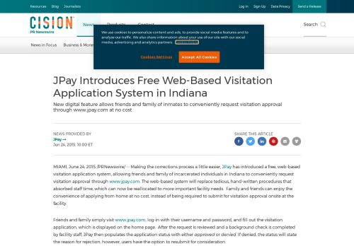 
                            6. JPay Introduces Free Web-Based Visitation Application System in ...