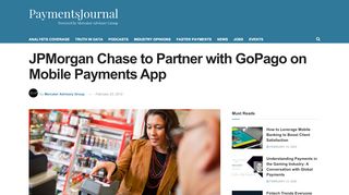 
                            13. JPMorgan Chase to Partner with GoPago on Mobile Payments App ...