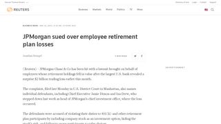 
                            12. JPMorgan sued over employee retirement plan losses | Reuters