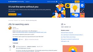 
                            7. JQL for searching users - Atlassian Community