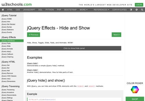 
                            7. jQuery Effects - Hide and Show - W3Schools