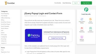 
                            8. jQuery Popup Login and Contact Form | FormGet