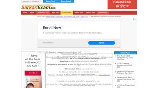 
                            12. JRN Rajasthan Vidyapeeth University Admit Card 2019 - 2020 ...