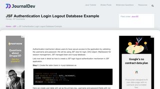 
                            2. JSF Authentication Login Logout Database Example - JournalDev