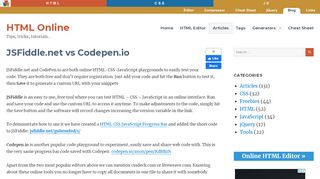 
                            13. JSFiddle.net vs Codepen.io - Online HTML Editor