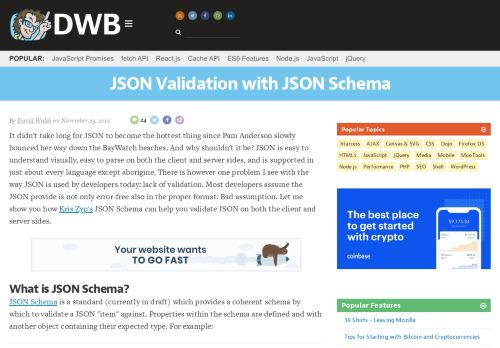 
                            3. JSON Validation with JSON Schema - David Walsh Blog