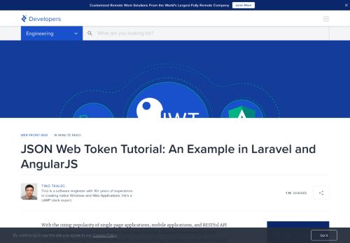 
                            2. JSON Web Token Tutorial using AngularJS & Laravel | Toptal