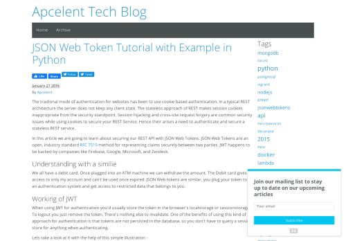 
                            4. JSON Web Token Tutorial with Example in Python - Apcelent Tech Blog