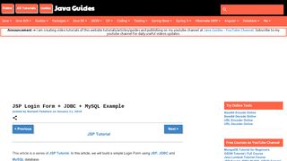 
                            13. JSP Login Form + JDBC + MySQL Example - Java Guides