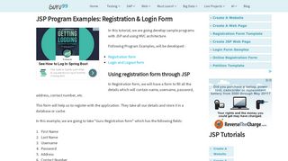 
                            10. JSP Program Examples: Registration & Login Form - Guru99