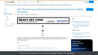 
                            10. JSP - The server encountered an internal error that ...