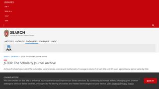 
                            6. JSTOR: The Scholarly Journal Archive - Databases - UW-Madison ...