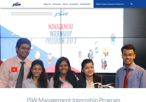 
                            2. JSW - JSW Management Internship Programme 2017