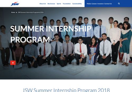 
                            3. JSW - JSW Summer Internship Programme 2016
