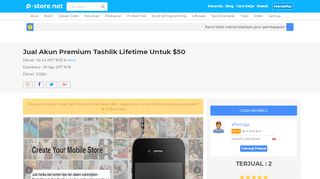 
                            12. Jual Akun Premium Tashlik Lifetime Untuk $50 - P-Store.Net