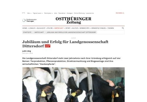 
                            12. Jubiläum und Erfolg für Landgenossenschaft Dittersdorf - OTZ Schleiz