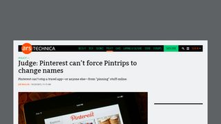 
                            12. Judge: Pinterest can't force Pintrips to change names | Ars Technica