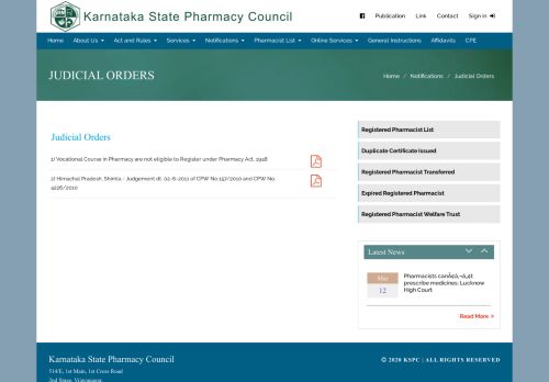 
                            9. Judicial Orders - Karnataka State Pharmacy Council