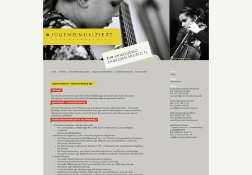 
                            9. Jugend Musiziert - Online-Anmeldung 2019 Brandenburg