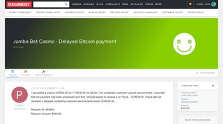 
                            10. Jumba Bet Casino - Delayed Bitcoin payment - Complaint Solved ...