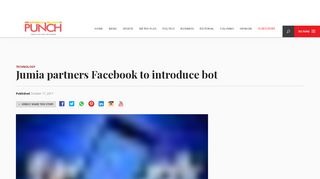 
                            11. Jumia partners Facebook to introduce bot – Punch Newspapers