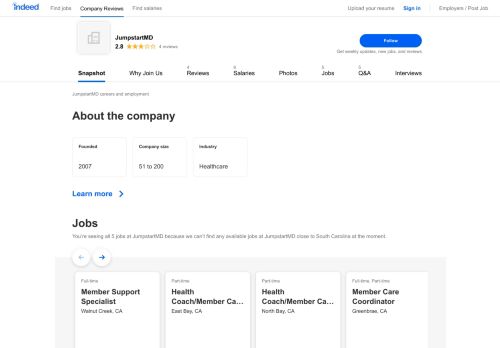 
                            7. JumpstartMD Careers and Employment | Indeed.com