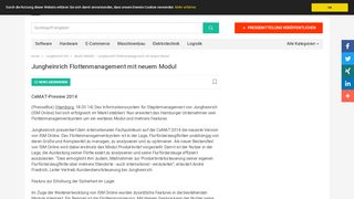 
                            8. Jungheinrich Flottenmanagement mit neuem Modul - Jungheinrich AG ...