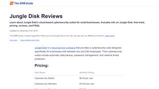 
                            10. Jungle Disk Reviews, Pricing, Key Info, and FAQs - The SMB Guide