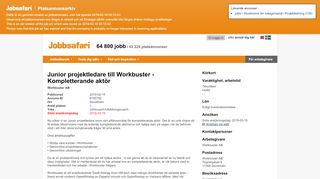 
                            10. Junior projektledare till Workbuster - Kompletterande aktör | Jobbsafari