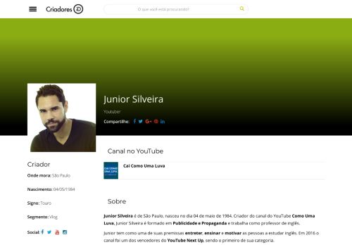 
                            8. Junior Silveira Como Uma Luva canal YouTube Criadores iD