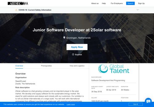 
                            11. Junior Software Developer at 2Solar software - Global Talent | AIESEC
