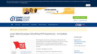 
                            9. Junior Web Developer (WordPress/PHP Experience) – Immediate ...