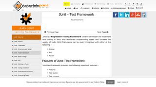 
                            7. JUnit Test Framework - Tutorialspoint