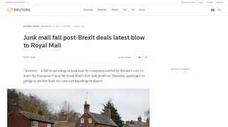
                            13. Junk mail fall post-Brexit deals latest blow to Royal Mail - Reuters UK