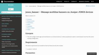 
                            7. junos_banner - Manage multiline banners on Juniper JUNOS devices ...
