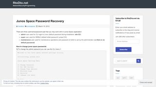 
                            7. Junos Space Password Recovery | Tech Notes / RtoDto.net