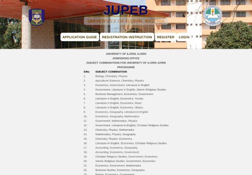 
                            5. JUPEB subject combinations - Unilorin JUPEB